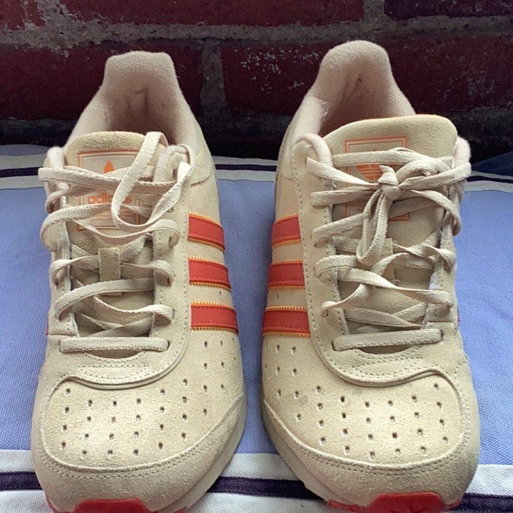 Adidas Cream and Orange Athletic Shoes